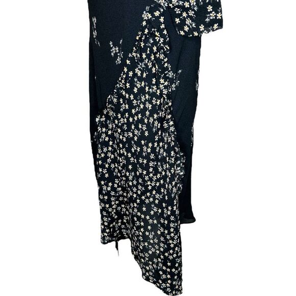 Tibi Black Multi Lila Floral Print Florence Midi Ruffle Long Dress Size 00‎ - Picture 8 of 13
